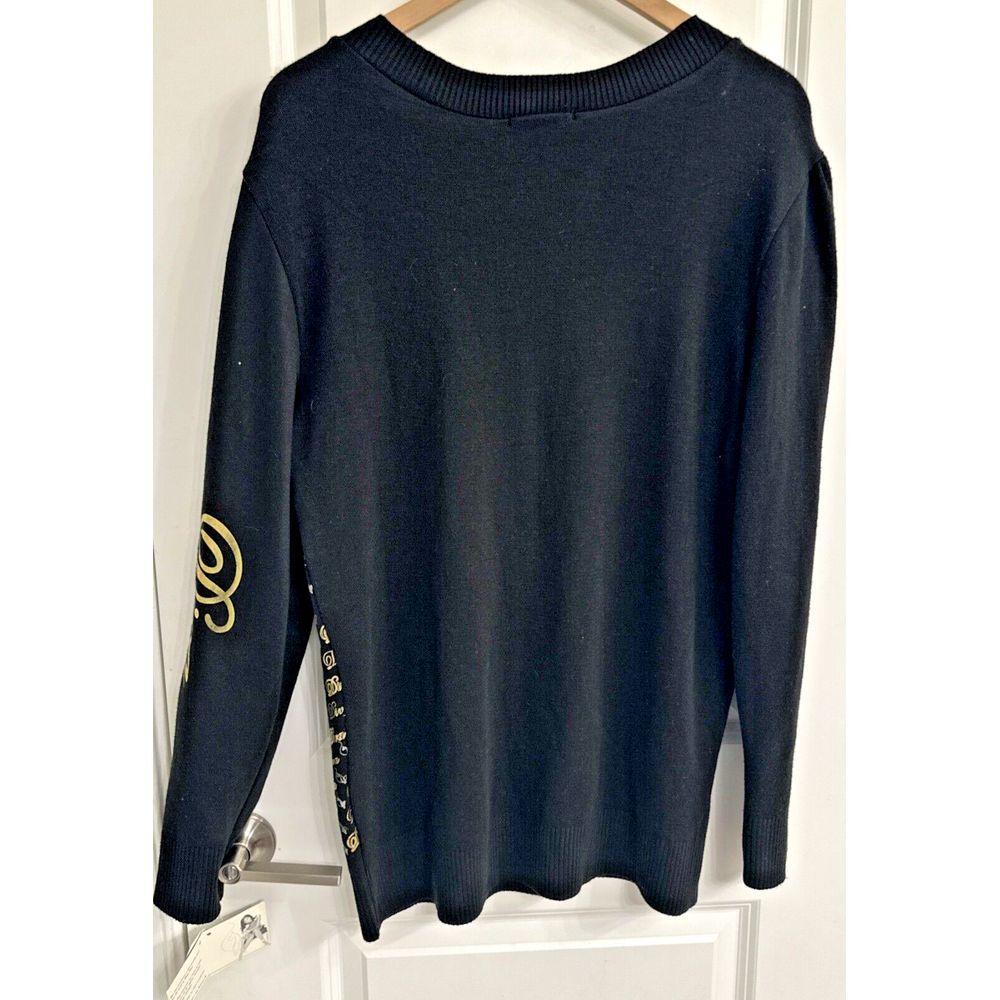 Baby Phat Women Size 2X Diva Spellout V-Neck Embellished Sweater Black Gold Y2K - Picture 8 of 10